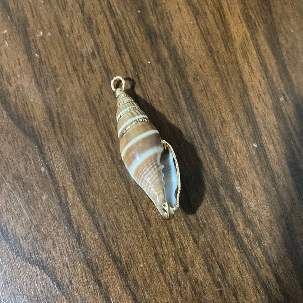 Gold-Edged Seashell Necklace Pendant